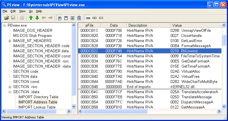 PEView Executable Viewer